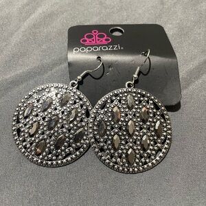 Paparazzi Silver Statement Earrings with Intricate Design